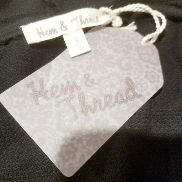 NWT Hem & Thread Black Textured Cotton Hoodie S - Picture 6 of 7